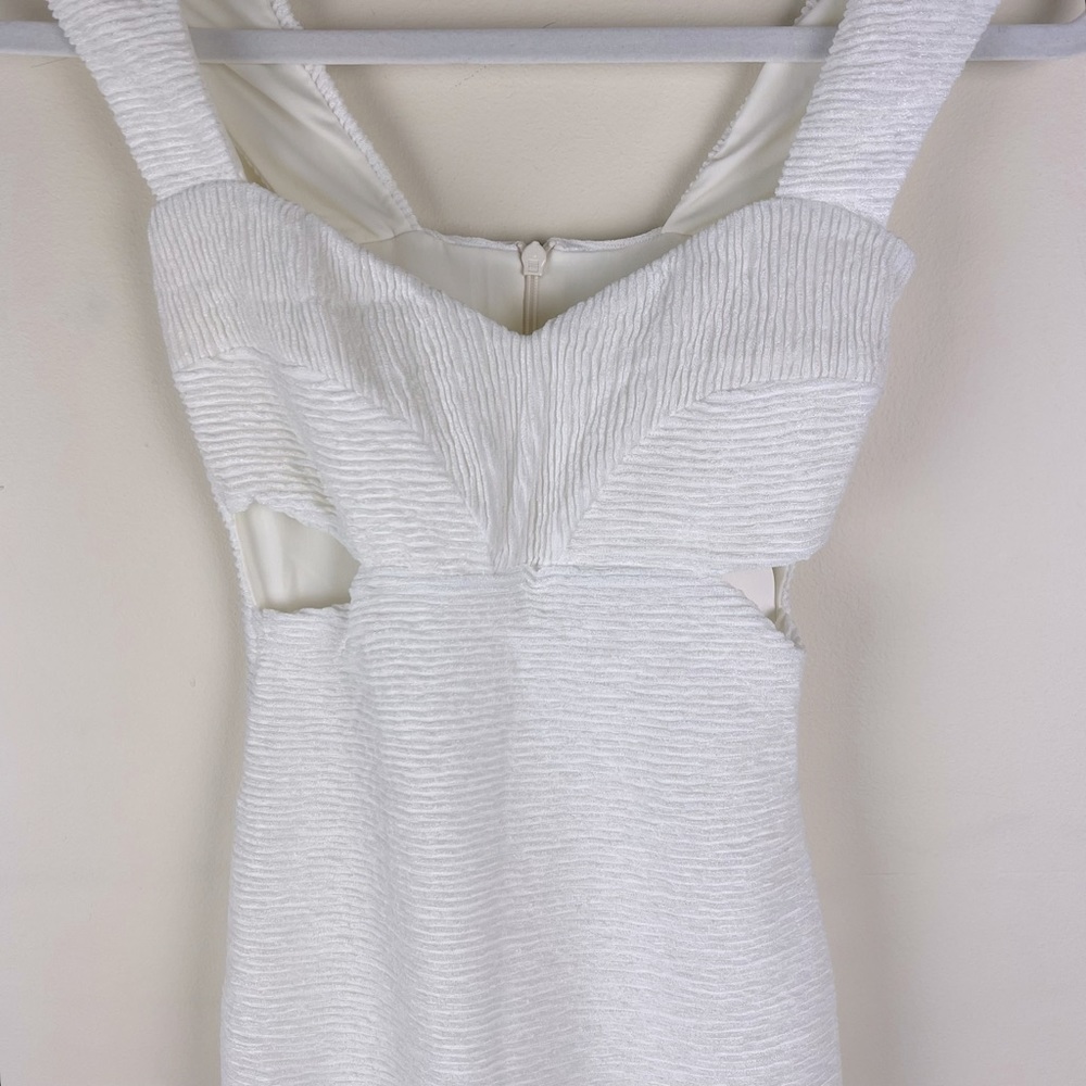 Rumer | Little White Dress LWD Textured Cut Out Rae Mini Dress | XS - Picture 4 of 9